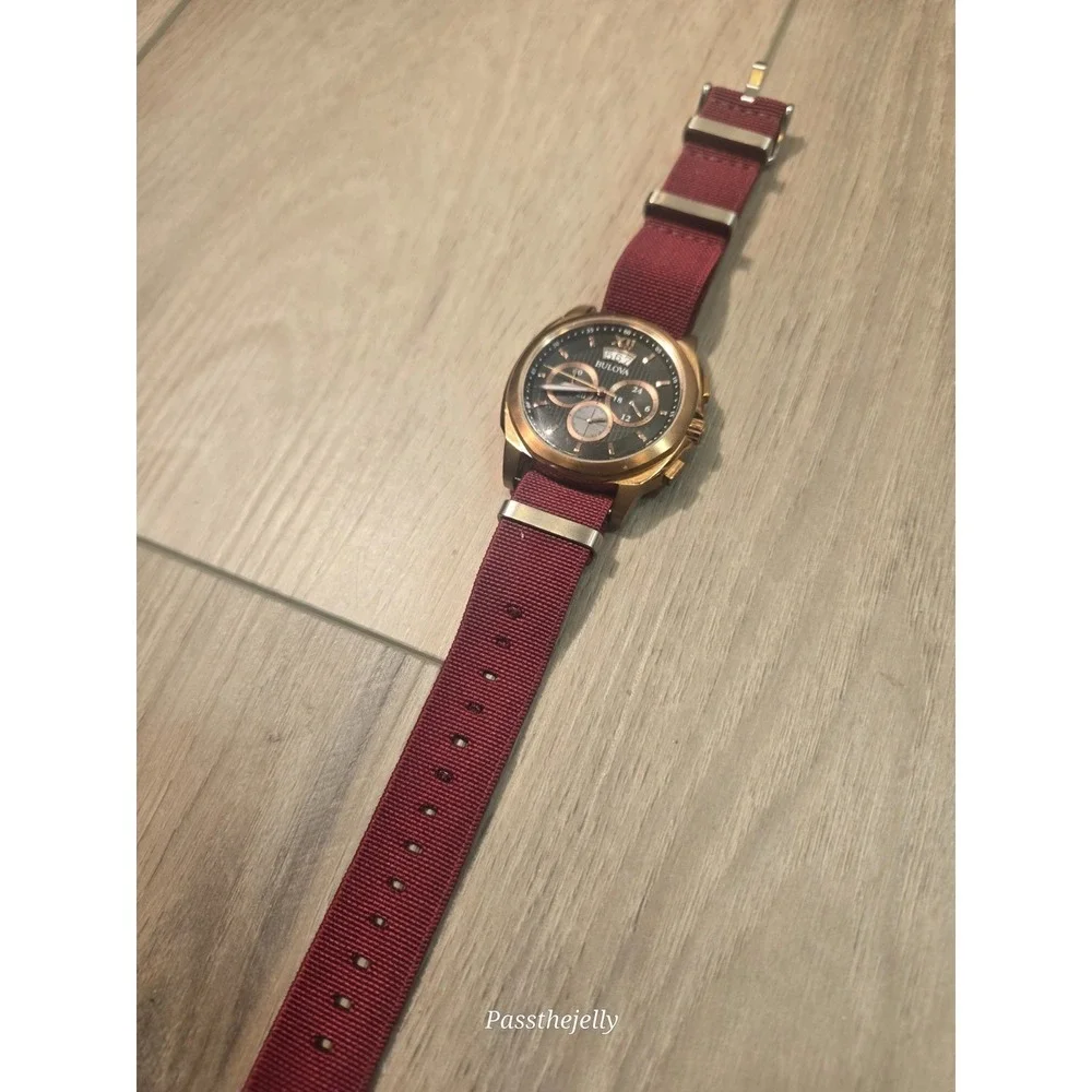 Bulova Watch Mens Classic 97B136 Chronograph Rose Gold Tone Quartz Date 43mm